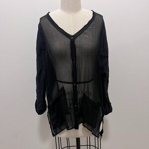 Babette Black Sheer Button Up Blouse